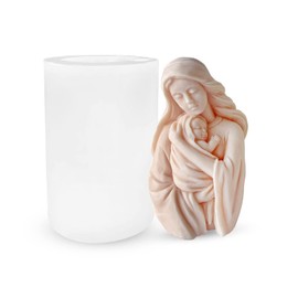 ZAKVOOR 3D Virgin Holding a Child Candle Mold Resin Casting Silicone Mold for DIY Aromatherapy Candles Wax Plaster Polymer Clay Decoration