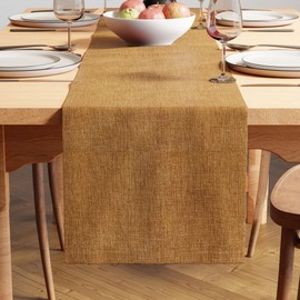 Encasa Table Runner | 32 x 150 cm | Mustard | Fine Chenille Fabric | Machine Washable
