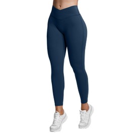 Sogetdo Crossover Butt Lifting Leggings for Women Tummy Control Buttery Soft Workout Gym Yoga Pants S825-Charcoal Grey-M