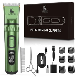 Vovo Dog Hair Clippers 3-Speed Heavy Duty Cordless Electric Dog Grooming Kit (Green)