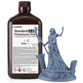 ELEGOO Upgraded Standard Resin 2.0, Resin for 3D Printer with High Precision, Low Odor, Higher Toughness, 405nm UV Curing Photopolymer Resin for Mars Saturn MSLA DLP LCD 3D Printing (Grey 2000g)