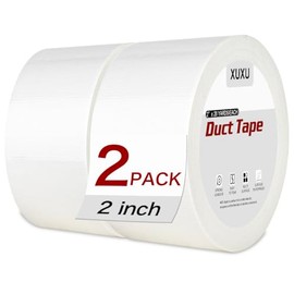 XUXU 2 Pack White Duct Tape Heavy Duty Waterproof, Strong Adhesive Tape Bulk for Indoor Outdoor Repairs Tear by Hand, 40 Yards x 2 Inch Total