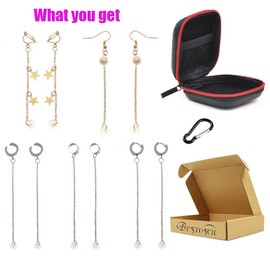 Laugwey Anti-Lost Earring Hook for Airpods, 5 Pairs Earring Accessory, Stainless Steel Clip-On Earrings, Suitable for Hiking/Jogging/Working/Running/Gym, Ultra-Light - Nickel Free