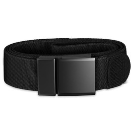 SANSTHS Mens Belt 1.5", Casual Web Golf Ratchet Belts for Men, Stretch Nylon Work Belts with Flip Top Buckle, Black