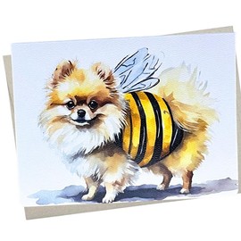 Whitman and Daughter Pomeranian Card, Pomeranian Birthday Card (1 Premium Card, 5X7 Inch) pom dog card blank for all occasions baby shower, kid's birthday or get well wishes - 766