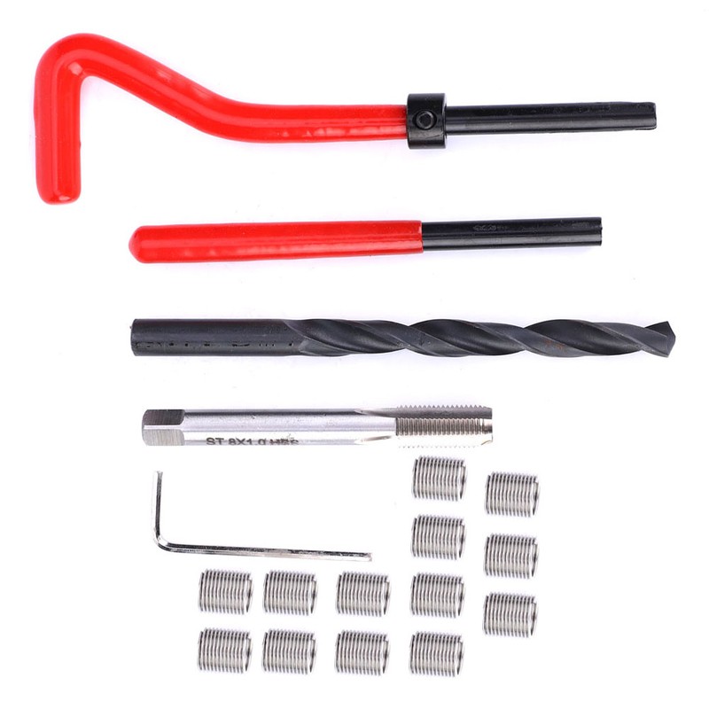 20 Pcs Thread Repair Kit M8x1 Stainless Steel Rethreading Tap