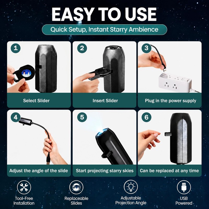 2-in-1 Star Projection & Warm Night Light – Galaxy Projector