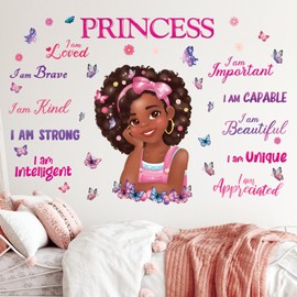 DECOWALL SG2-2405 Black Girl Magic Wall Sticker Inspirational Quotes Butterfly Wall Stickers Motivational Girls Room Bedroom Baby Nursery Home Art Decor