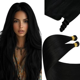 Sunny Hair Sew In Hair Extensions Real Human Hair Genius Weft Hair Extensions Black Hand Tied Weft Real Hair Sew In Extensions Remy Hair Weft Jet Black for Long Hair 24inch