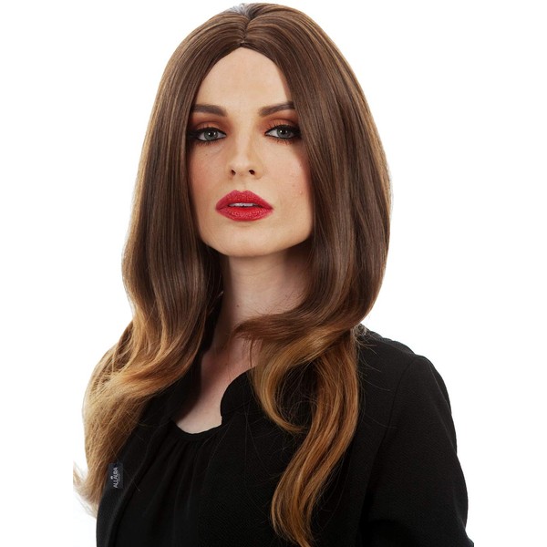 ALLAURA Melania Trump Wig. Long Brown Wavy Heat Resistant Costume Wig for Cosplay Women