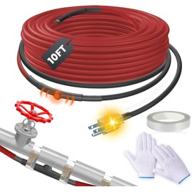 SnulyHeet 10 Feet Heating Tape for Pipe Freeze Protection with Build in Thermostat, 120 V Electric Pipe Protection from Freeze with Thermostat, 7 W/Ft, Heat Trace for Water Pipes