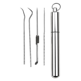 LIKENNY Toothpick Case, Portable, Titanium Alloy, Toothpick Holder, Lightweight, Portable, Pill Case, Key Holder, Container, Moisture Resistant, Pressure Resistant, Trinket Box, Outdoor, Outdoor, Mountain Climbing, Titanium Toothpick Holder, Set of 4