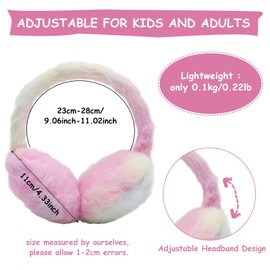 IHCEMIH Ear Muffs Girls Women Earmuffs Fluffy Plush Adjustable Colorful Earmuff Winter Accessories Ear Warmers Running Skiing Ears Covers Protectors from Wind Cold Outdoor Gift for Children Pink