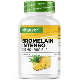 Bromelain Intenso, 750 mg (1800 F.I.P), 120 Gastric Juice-Resistant Capsules (DRcaps®), Natural Digestive Enzyme from Pineapple Extract, Laboratory Tested, Vegan, High Dose | Gastric juice resistant, natural pineapple extract, laboratory tested, vegan, high dosage