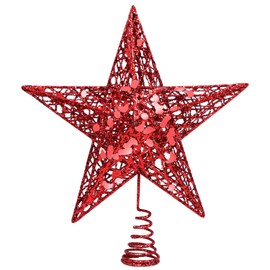 URATOT Decoración para árbol de Navidad con purpurina para árbol de Navidad de metal para decoración del hogar de Navidad (8 pulgadas, rojo)