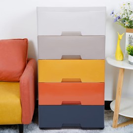 Plastic Drawers Dresser Storage Cabinet,5 Drawer Units Vertical Clothes Storage Tower Dresser Small Closet Organizer for Clothes,Playroom,Bedroom Furniture (Multicolor)