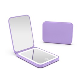 Kintion 2025 Pocket Mirror, Rechargeable Dimmable 3 Color Lighting 1X/3X LED Compact Travel Makeup Mirror for Purse, Portable, Folding, Handheld, Small Lighted Mirror for Women Gift, Purple