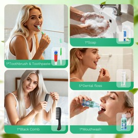 50 Set Personal Care Travel Toiletries Sets Bulk,8-IN-1 Disposable Toothbrushes with Toothpaste and Floss,Mouthwash,Comb,Soap,Cover,Zip Bag Toiletry Travel Toothbrush Kit for Homeless,Hotel,Charity