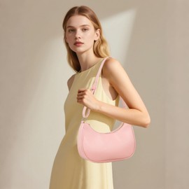 LassZone PU Leather Shoulder Bag for Women Clutch Handbag Trendy Crescent Bag Hobo Shoulder Purse Ladies Underarm Purse with Zipper Closure