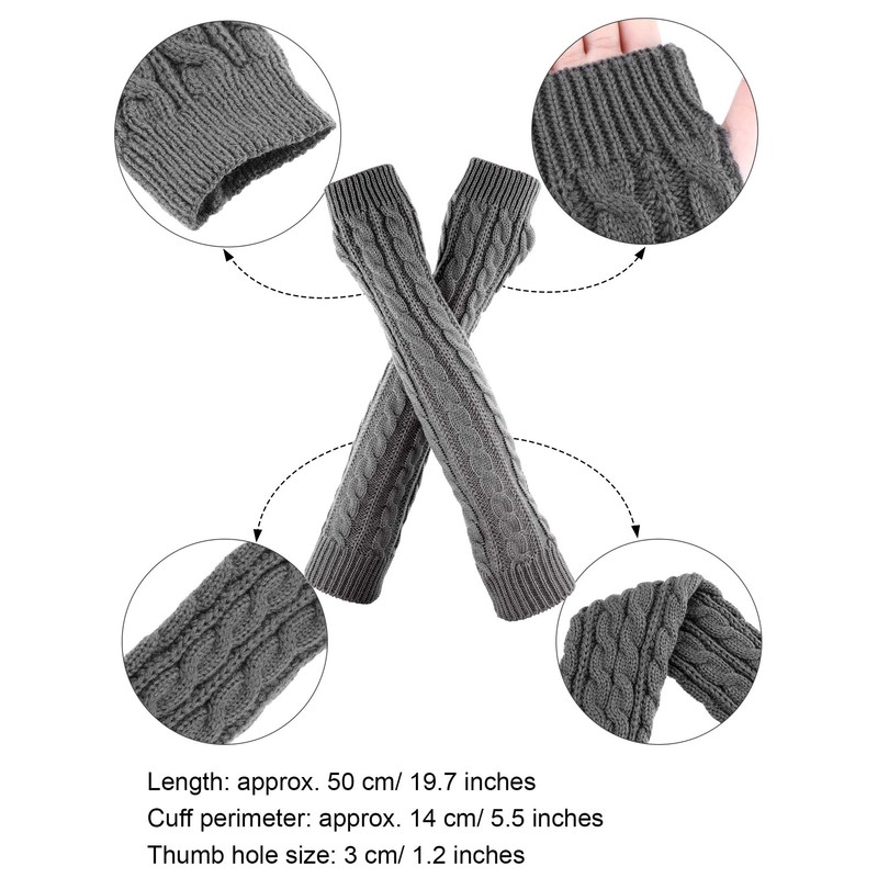 Bememo 3 Pairs Arm Warmers Long Fingerless Gloves Knit Wrist