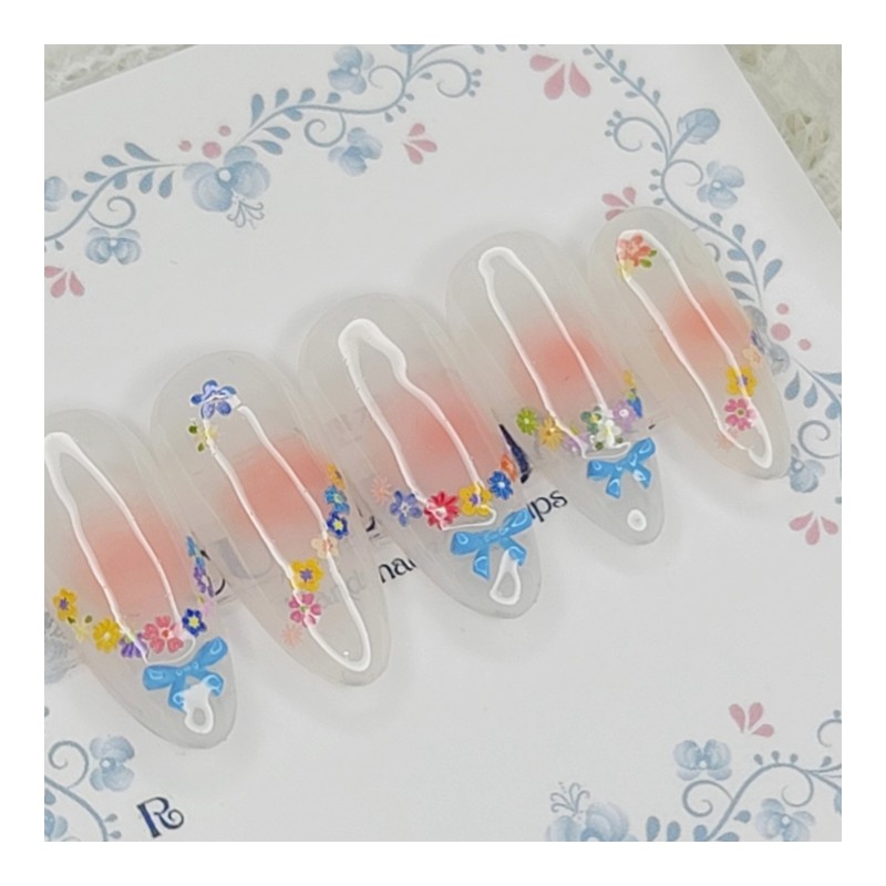 Blue Ribbon Garden Handmade Nail Tips - Square L /