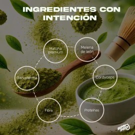 Matcha Japonés Orgánico Con Adaptógenos 180g en Polvo Té Verde Antioxidantes Sin Azúcar