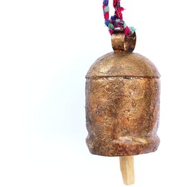De Kulture Bell Metal Cow Bell Wind Chime Door Bell 7.5X3.5 LWH (Inches) (Brown)