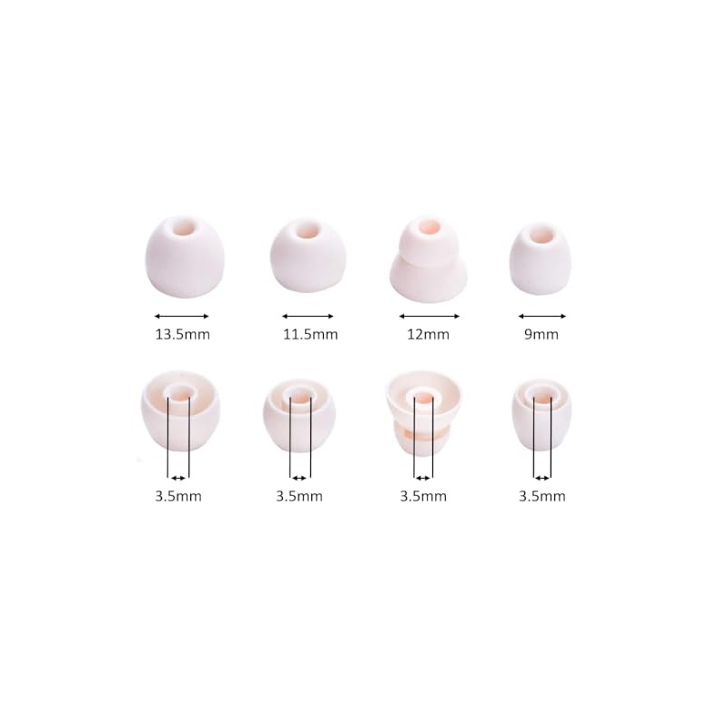 Zotech 4 Pairs Replacement Eartips Silicone Earbuds Buds Set for