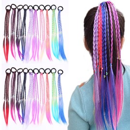 20 Stück Haarteile Twist Zöpfe, Zöpfe für Kinder mit Gummiband für Mädchen, Farbverlauf, Mädchen, Haarteil, Twist Zöpfe, für Kinder und Frauen (10 Farben)