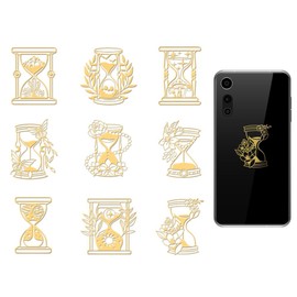 OLYCRAFT 9 Stück 4x4cm Goldene Metallaufkleber Magische Sanduhr Metallaufkleber Selbstklebende Blumenaufkleber Fantasy Thema Epoxid Aufkleber Pyramiden Aufkleber Für DIY Scrapbooks Epoxidharz Dekor