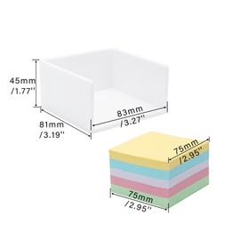 MEI YI TIAN White Memo Holder with 500 Sheets Non-Sticky Colorful Blank Memo Notes Cube Simple PS Sticky Notes Organizer Notepad Dispenser 5 Colors Memo Pads