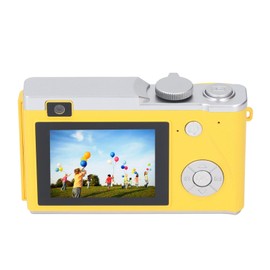 Digital Camera, 48 MP Point and Shoot Cameras, 1080P Digital Camera with 16x Digital Zoom and 2.4 Inch HD Display, Small Camera with Double Lens Front and Rear (Yellow)