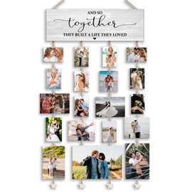 Orchroma Couple Picture Frames Collage Wall Decor,Couple Photos Board,Hanging Photo Display with Clips,and so Together They Built a Life They Loved,Home Liveing Room Bedroom Wall Decor