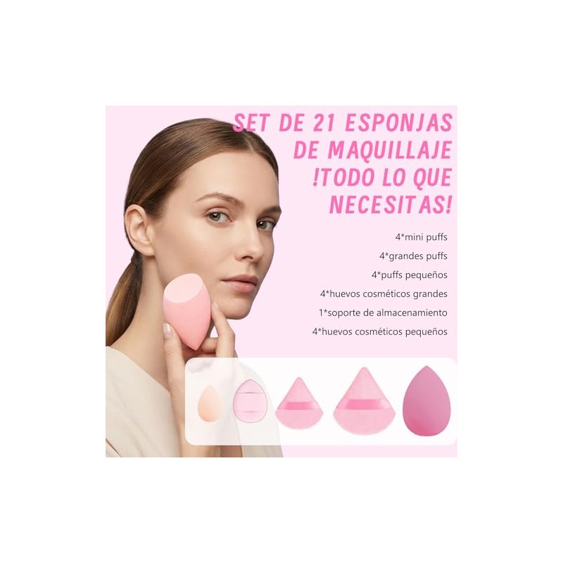 Set de 21 Esponja Maquillaje, Beauty Blenders, para Juego de