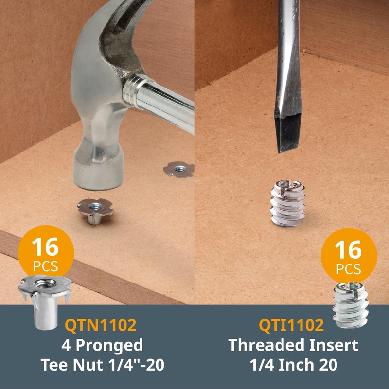 POWERTEC 71127 128 Piece Set T Track Knob Kit w/