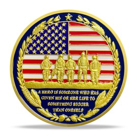 Patriotic Military Challenge Coin | Letter "V" with Flag and Values Military chip & Veterans Thank You for Your Service Medallion | Appreciation Gift for Military & Veterans & Patriots in Serve