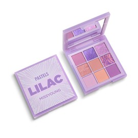 Hibabe 9 Colors Eyeshadow Palette,Matte Shimmer Long-lasting Eye Shadow Portable Daily Mint Pastels Lilac Eyeshadow Set Makeup