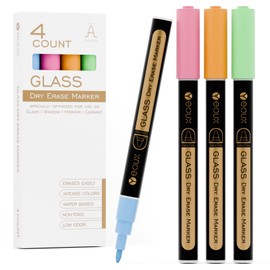 YEOUX Dry Erase Markers for Glass Board | Neon Colors, No Residue | Whiteboard Markers | 1mm Ultra-Fine Tip Liquid Chalk Markers 4 Pack