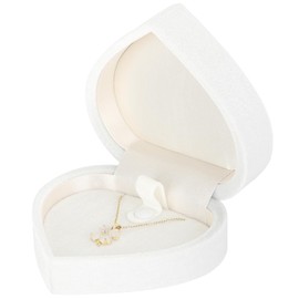 LETURE Heart-Shaped Velvet Pendant Necklace Gift Box, Jewelry Holder Box for Necklace Pendants Eerring Bracelet, Storage Display Case (White)