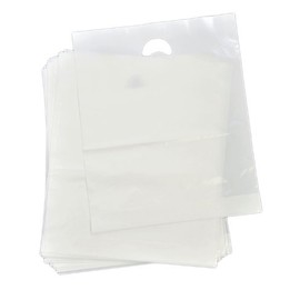 30 Clear Heavy Duty Patch Handle Plastic Carrier Bags 15" x 18" x 3"