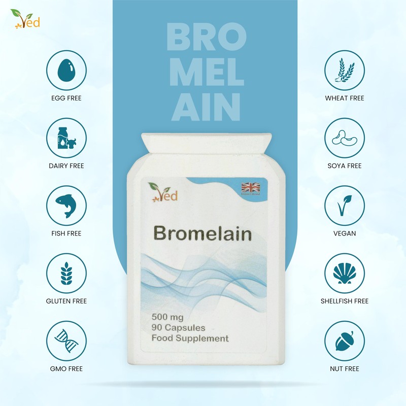 Ved Bromelain Capsule High Strength 3000 GDU/g 500mg per Capsule,