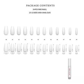 Hypnaughty Uñas Press On Hypnaughty 24 Piezas Blanco Mate Con Pegament