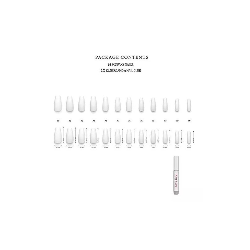 Hypnaughty Uñas Press On Hypnaughty 24 Piezas Blanco Mate Con