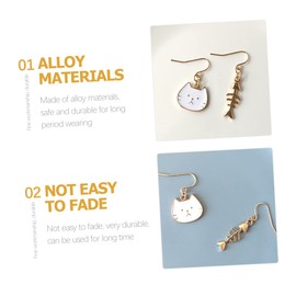 Healvian 1 Pair Asymmetrical Cat Fish Bone Dangle Earrings for Women Unique Drop Earrings Premium Durable and Non Fading for Parties and Daily Wear