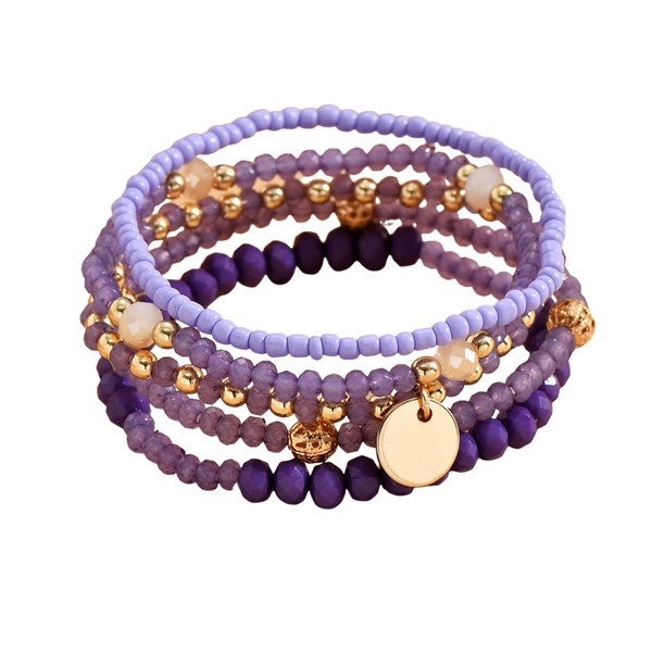 MMIUAEG Multilayered Bohemian Beaded Stackable Bracelet Handmade Colorful Elastic Bracelets