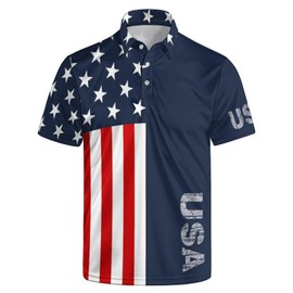 BIANTI Men’s Polo Shirts American Flag USA Golf Shirts for Men Moisture Wicking Polo Shirt Activewear Polos