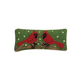 Peking Handicraft 31TG394C05OB Two Cardinals Hook Pillow, Blown-in Filled, 12-inch Length, Wool and Cotton