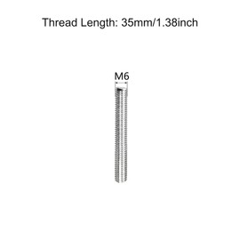 TOP-VIGOR 5Pcs M6 x 35mm Fully Threaded Rod, 304 Stainless Steel Right Hand Threads Rods, Fully Studding Rod Bar for Anchor Bolts, Clamps, Hangers and U-Bolts