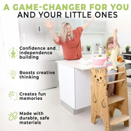 Shandra Kids Kitchen Step Stool for Toddlers, Toddler Tower Adjustable Stool - Montessori Toddler Stool