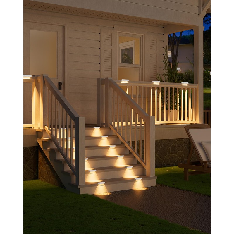 VOLISUN Solar Deck Lights 8 Pack, Warm White Glow LED